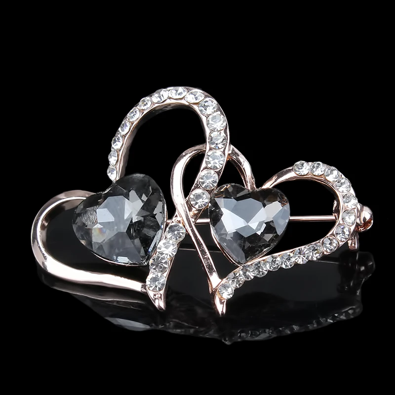 Женская брошь в форме сердца из циркона и сплава | Украшения аксессуары