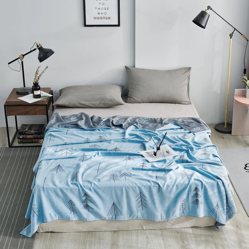 

Double Layer Gauze Blanket 100% Cotton Quilt Free Breath Bamboo Duvet AB Side Bedspread 5layer Gauze Jacquard Sofa Cover Summer