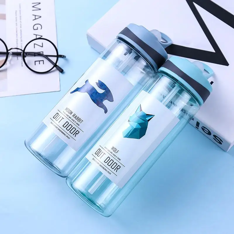 Outdoor Water Bottles With Straw Polypropylene-PP Sports Eco-Friendly Lid Hiking Camping Plastic Cups | Дом и сад