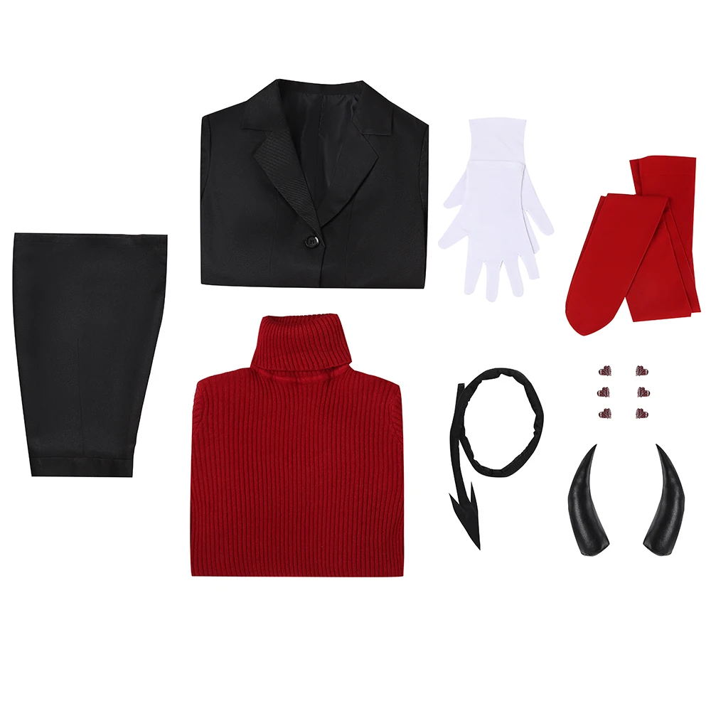 

Helltaker Modeus Cosplay Costume the lustful demon Red Shirt Uniform Girls Jacket Skirt Shirt Halloween Costume For Women