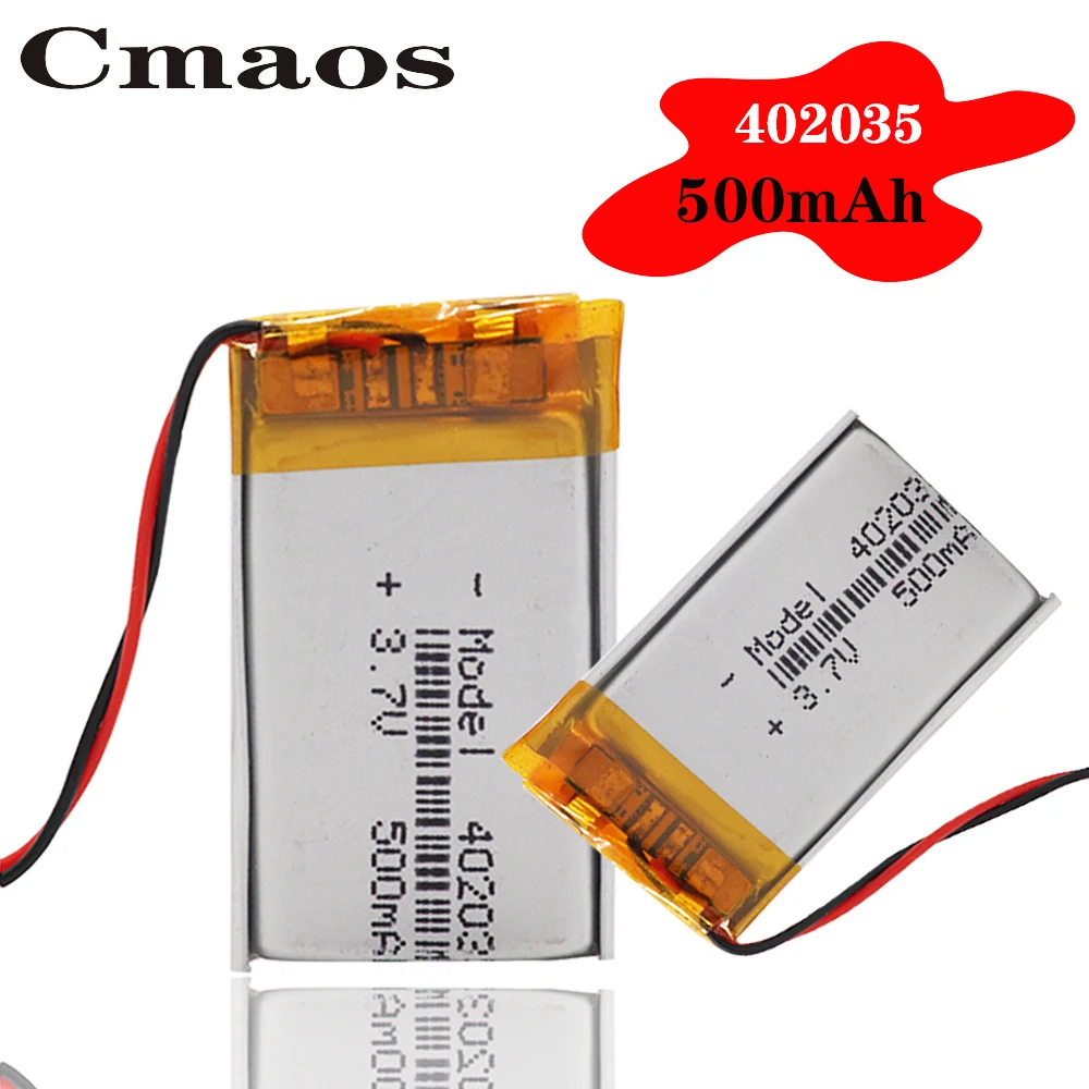 1/2/4 Pcs High Quality 3.7V 402035 Lipo Lithium Polymer Batteries 500mAh Li Ion Battery Replacement For Bt Headset Toys MP3 | Электроника