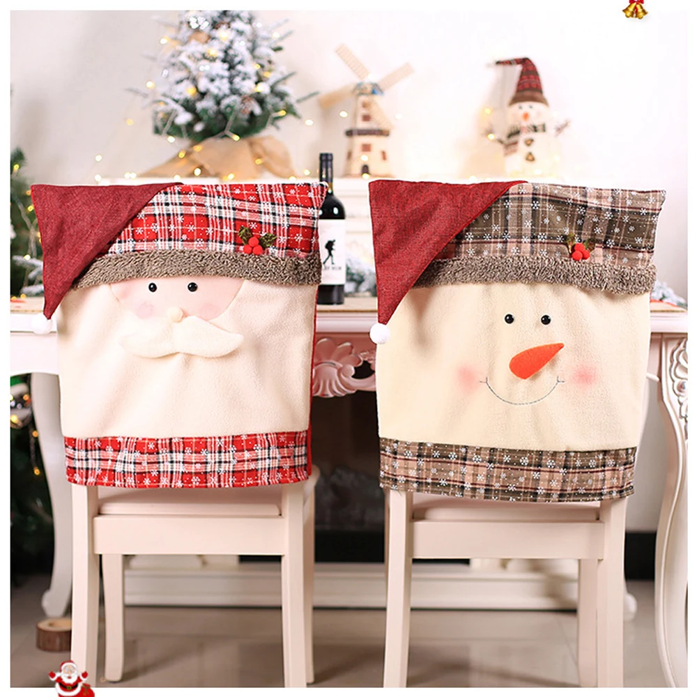 Рождественские чехлы на стулья украшения Санта Клауса для дома вечерние