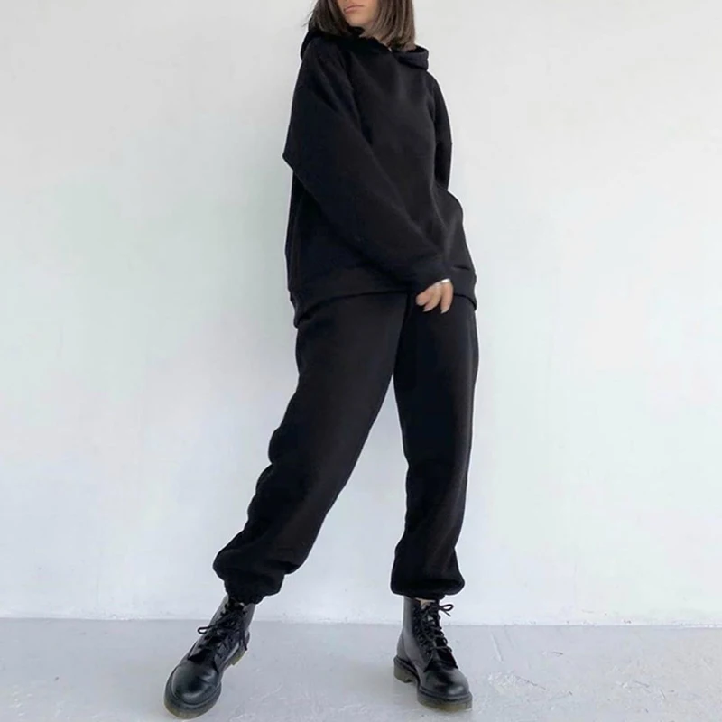 

Tracksuits Women's Hoodie Pants Set Oversized Long Sleeve Sportwear Tracksuit Set 2021 Autumn Winter Suits On Fleece For Women