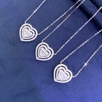 luowend 18k solid white gold pendant necklace 2021 new fashion charm real natural diamond women trendy engagement heart shape