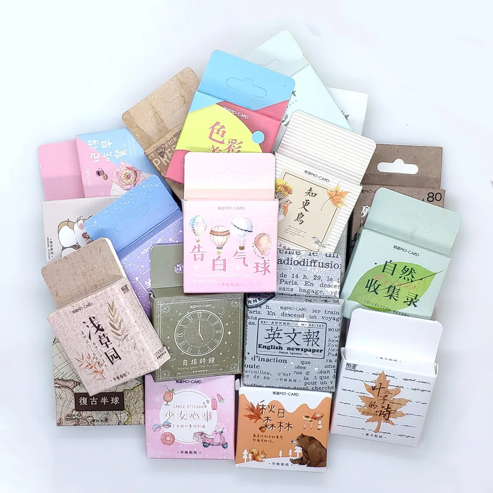 

1 Box Decorative Stickers Scrapbooking Diary Cute Leaves Flower Food Stickers Diy Kawaii Stationery Stickers School Supplies