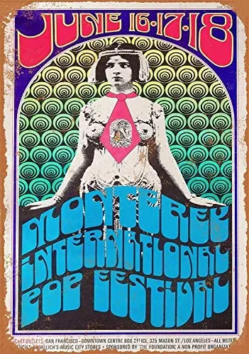 

1967 Monterey Pop металлический жестяной знак для фестиваля, металлический знак 8x12 дюймов