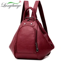 2021women multifunctional backpack female leather shoulder bags school bag for teenage girls travel back pack sac a dos femme