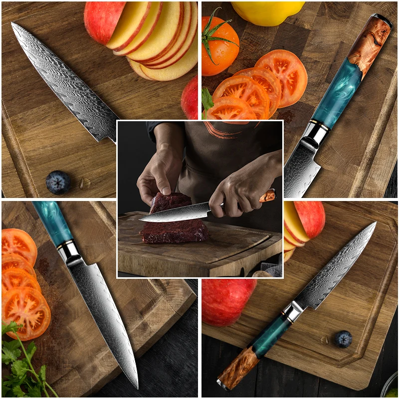 

Grandsharp 4.3 Inch Utility Knife 67 Layers Damascus Steel Knives Japanese Universal Knife Vegetable Kitchen Knife Cooking Gift