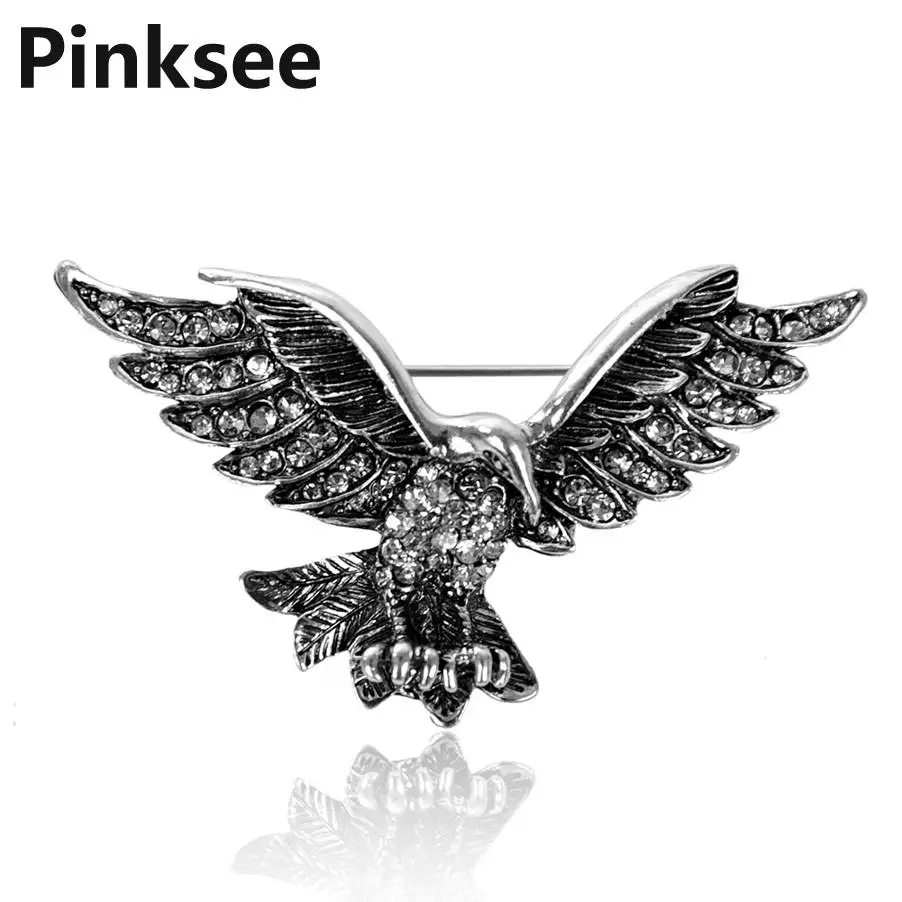 Винтажный стиль брошь с животными булавка милый Орел золото покрытые серебром со