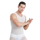 Майка мужская сетчатая из вискозы, воздухопроницаемая Прозрачная майка с круглым вырезом, жилет без рукавов, рубашки для фитнеса