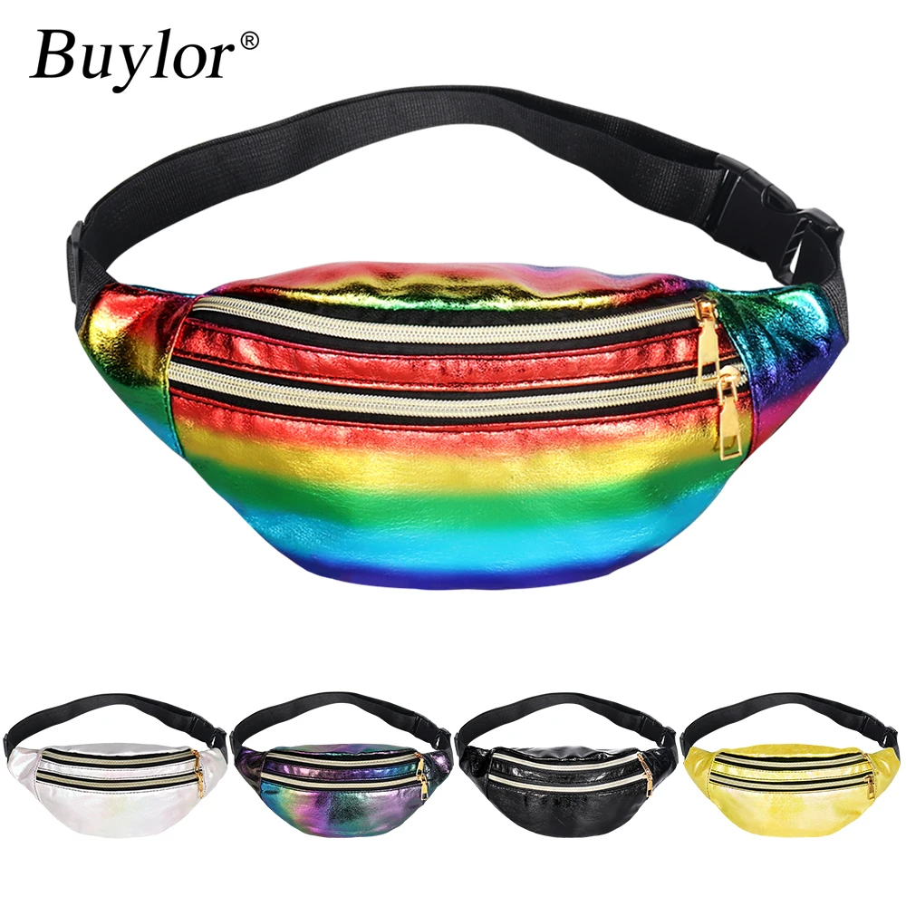 

Поясная Сумка Buylor для женщин, голографическая яркая Лазерная Сумочка для девушек, водонепроницаемая Женская нагрудная сумка через плечо, м...