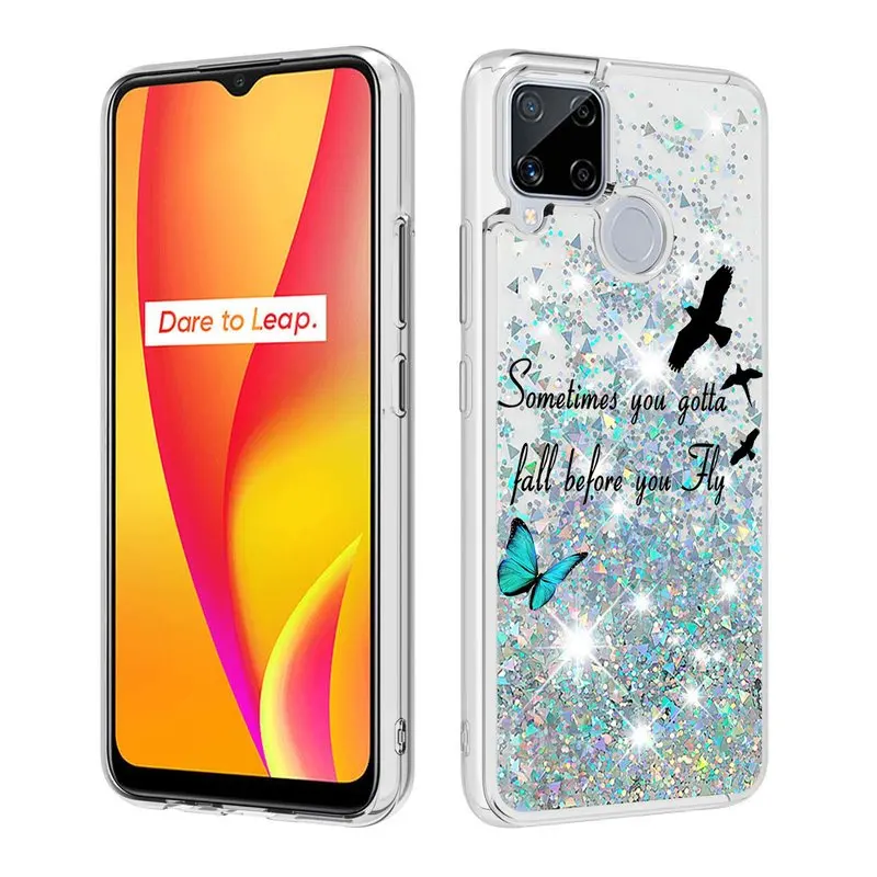 Чехол с жидким сыпучим песком для Realme C15 C11 6 Pro Прозрачная силиконовая задняя