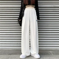 pants womens autumn new korean version ins embroidery love loose white straight tube wide leg pants casual pants fashion