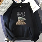 Толстовка мужская флисовая с капюшоном, модная уличная одежда с мультяшным принтом Звездные войны, Good Side Kawaii Yoda