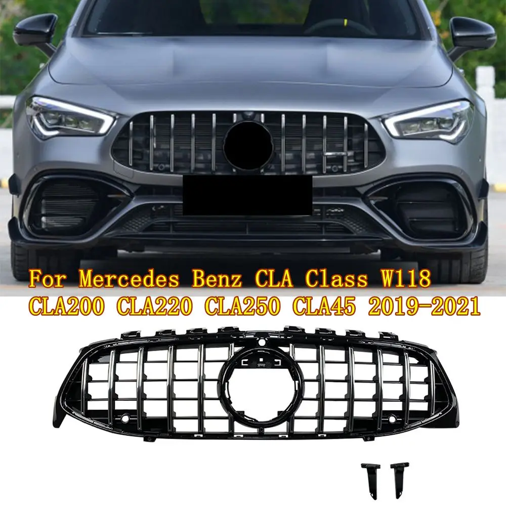 

GT front grille for Mercedes Benz CLA Class 2019-2021 W118 CLA200 CLA220 CLA250 CLA45 ABS sport front bumper grill car styling