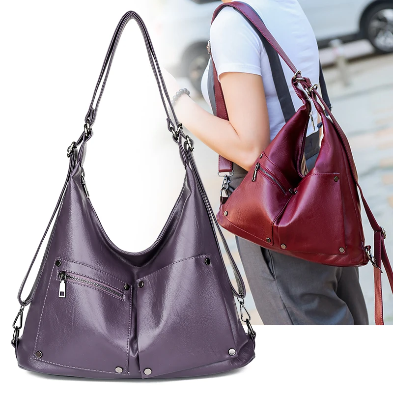 Fashion Hobos Tote Bag Soft Leather Ladies Multi Pocket Handbag luxury handbags women bags designer shoulder for sac | Багаж и сумки