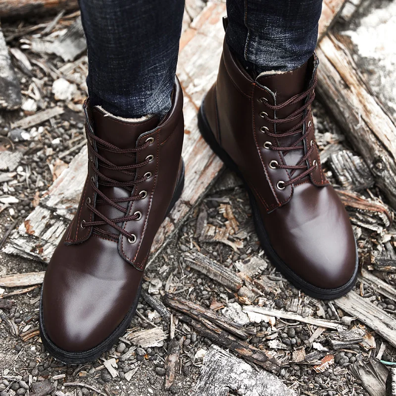 

Men High Top Leather Fashion Sneakers Winter Warm Man Boots Shoes Footwear Male Outdoor Zapatillas Hombre Mens Work Boots Autumn