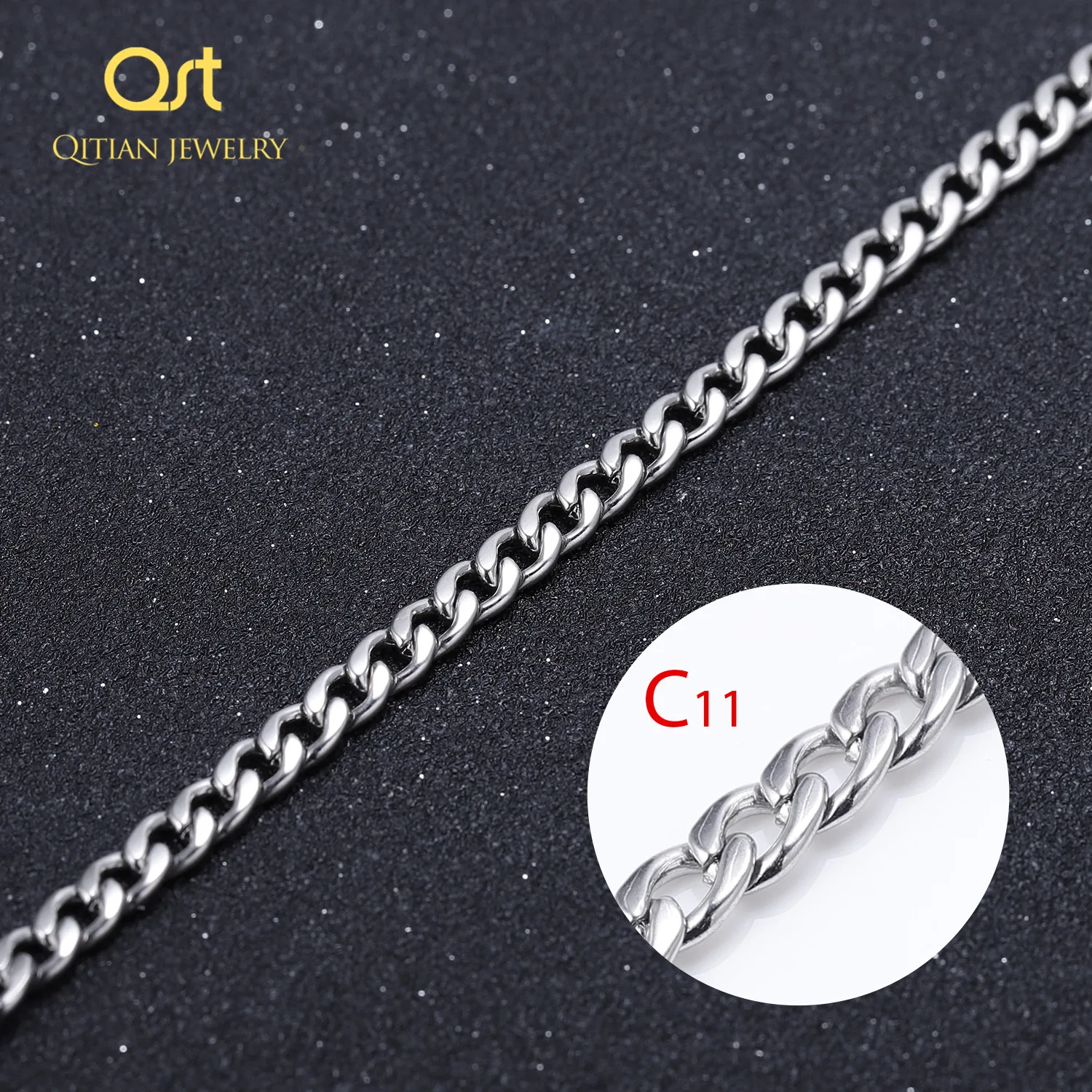 QITIAN, серебряное, золотое, сплошное ожерелье, цепочка, звено, для женщин, мужчин, колье из нержавеющей стали, мужские, Женские аксессуары, мода