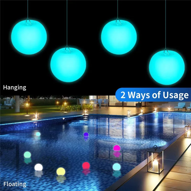 

6PC Lawn Lamp Swimming Pool Floating Lights LED Garden Ball Light Remote Outdoor 16 Colors Landscape Night Lights Pool Tub Toys