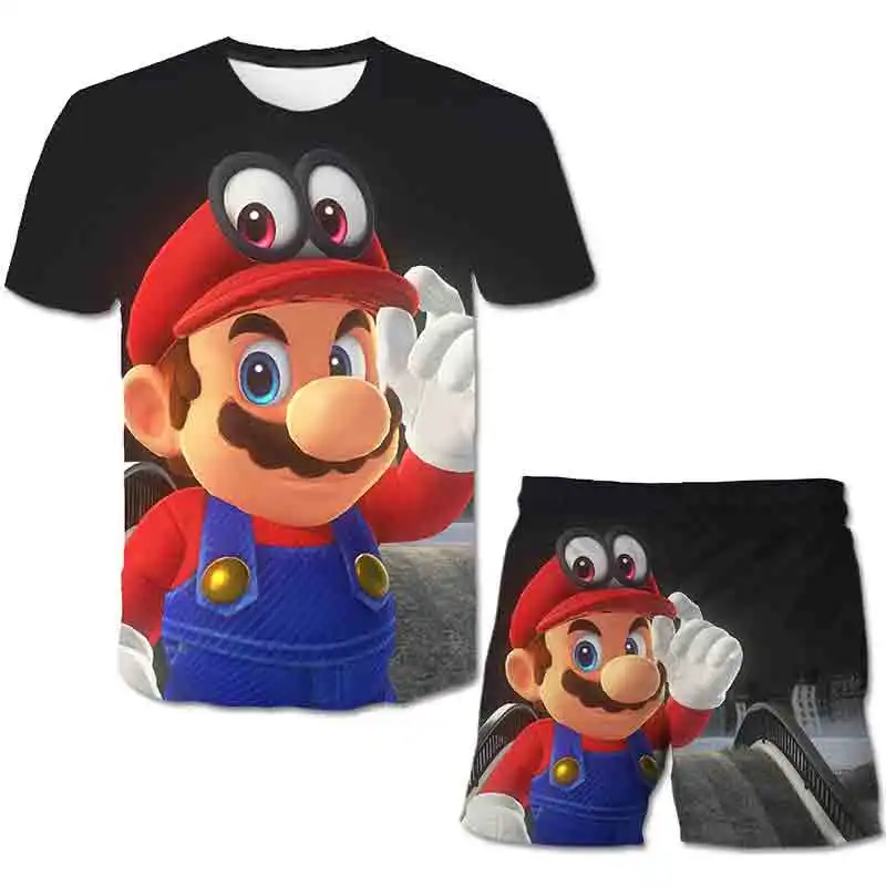 

Hot sale! 2021 Summer Mario style Children clothing sets Baby 3D Print boys girls t shirts+shorts pants sports suit kids clothes