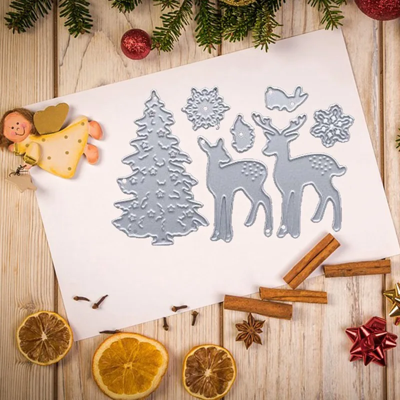 

Christmas Deer Tree Snowflake Metal Cutting Dies For Scrapbooking Stencil Craft Paper Knife Mould DIY Card Making Die Cut