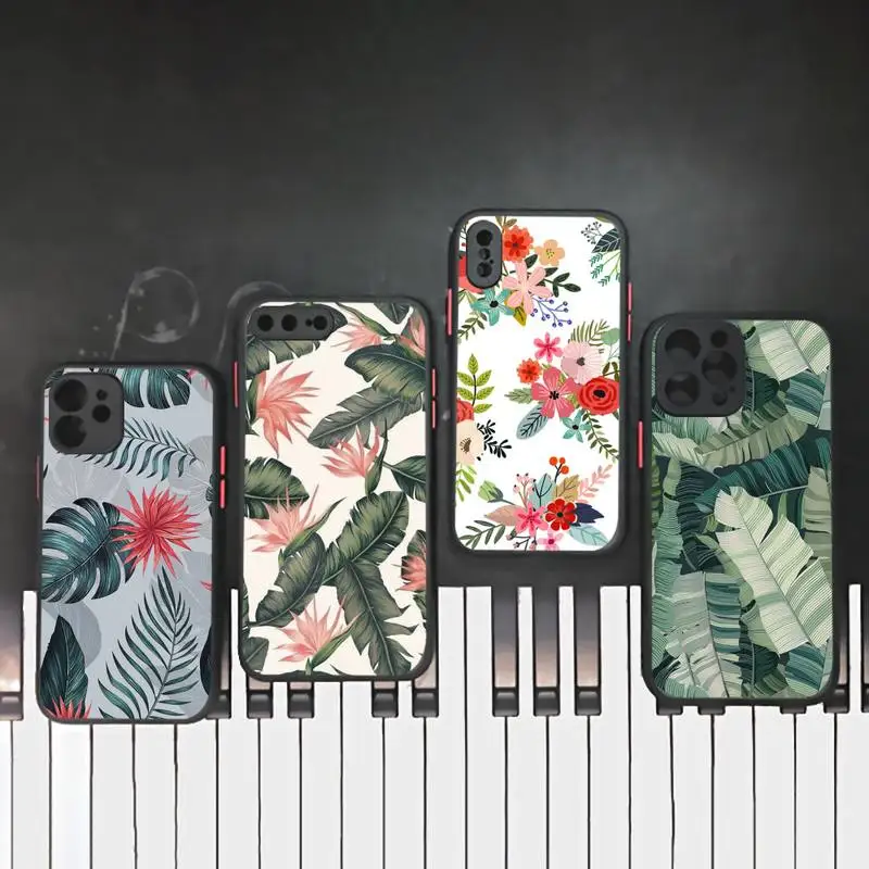 

Banana leaf tropical plant Phone Case matte transparent For iphone 7 8 11 12 plus mini x xs xr pro max cover