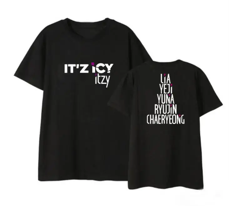 Kpop itzy/новый альбом it'z icy футболка с именами членов группы круглым вырезом и