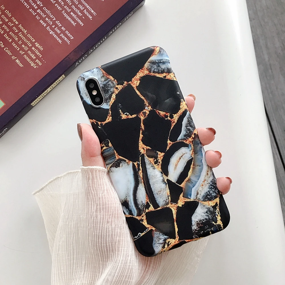 Винтажный мраморный чехол для телефона iPhone 7 8 Plus XR X 6s 6 XS Max роскошные модные чехлы