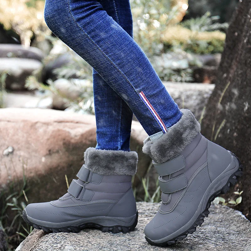 

Waterproof Cotton Boots Women Casual Plush Flat Short Snow Boots Autumn Winter Leisure Keep Warm Ladies Shoes Zapatos De Mujer