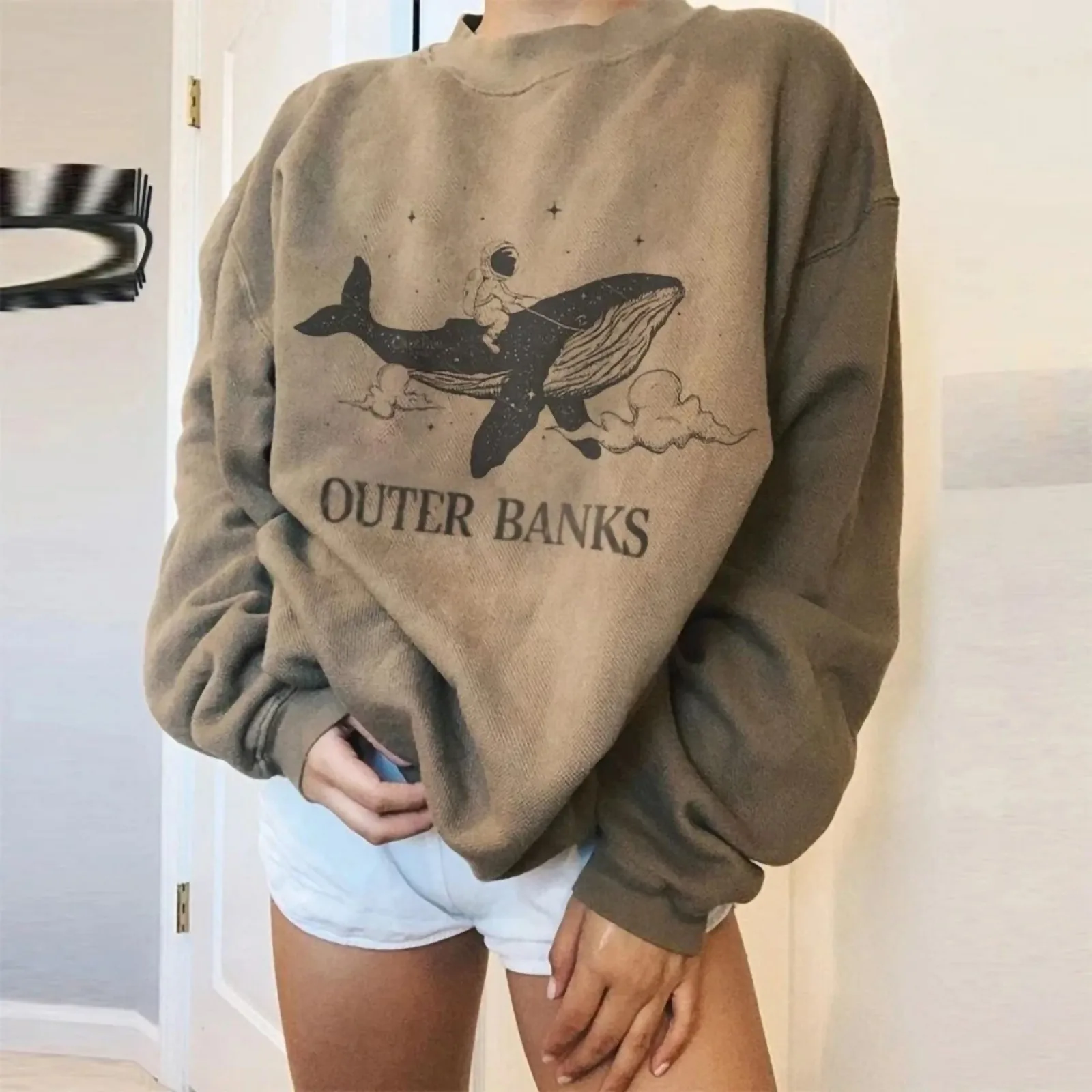 

Fish Print Casual Printing Long Sleeve Women 2021 Sweatshirt Pullover Tops Blouse Long Sleeve Top Hoodie Kawaii Худи Ropa Mujer