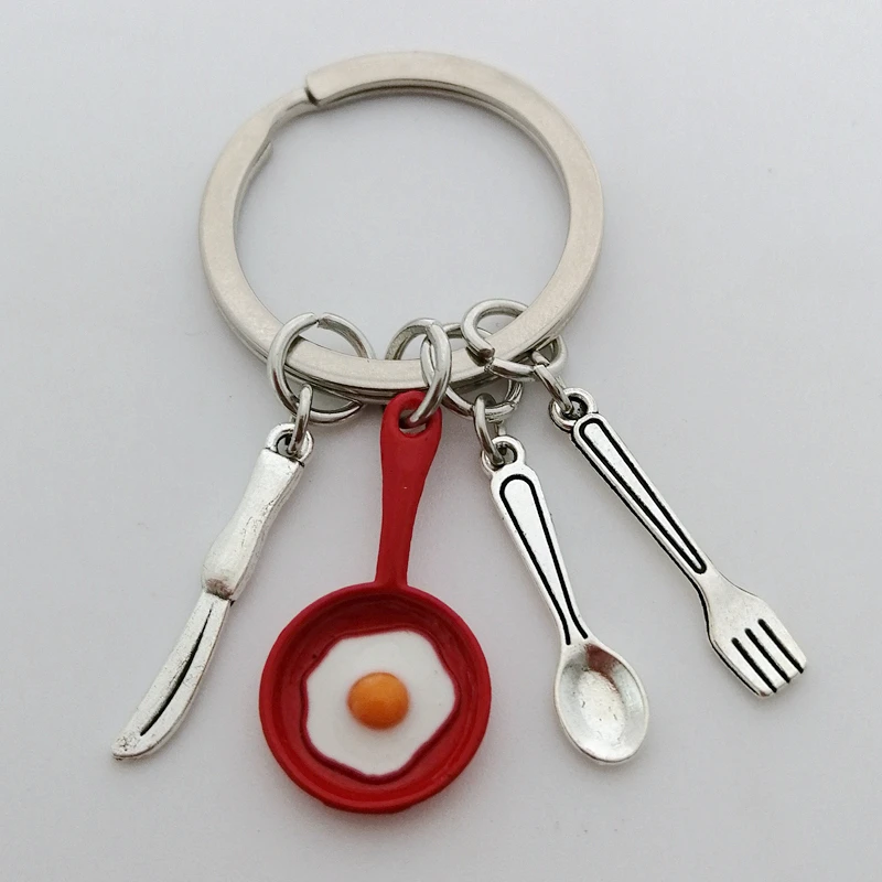 Брелок для ключей с жареным яйцом брелок жареного яйца шеф-повара кухонный