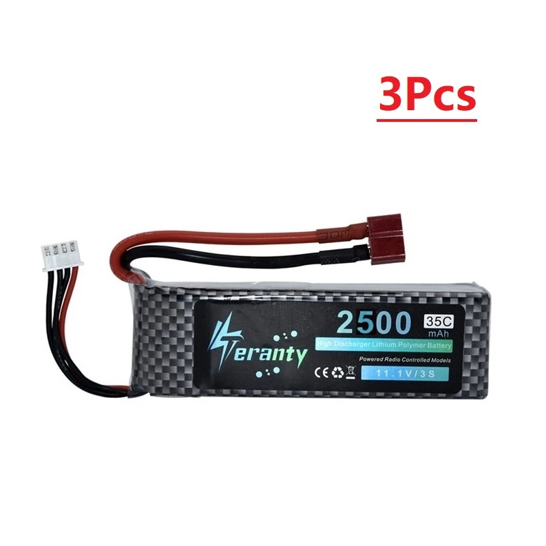 Красный Teranty Мощность 11,1 V 2500mAh литий-полимерный Батарея для игрушечных моделей автомобилей лодки, вертолёт Запчасти 2200 мАч 3s литий Батарея 11,1 В Радиоуправляемый Дрон Батарея - Цвет: Красный
