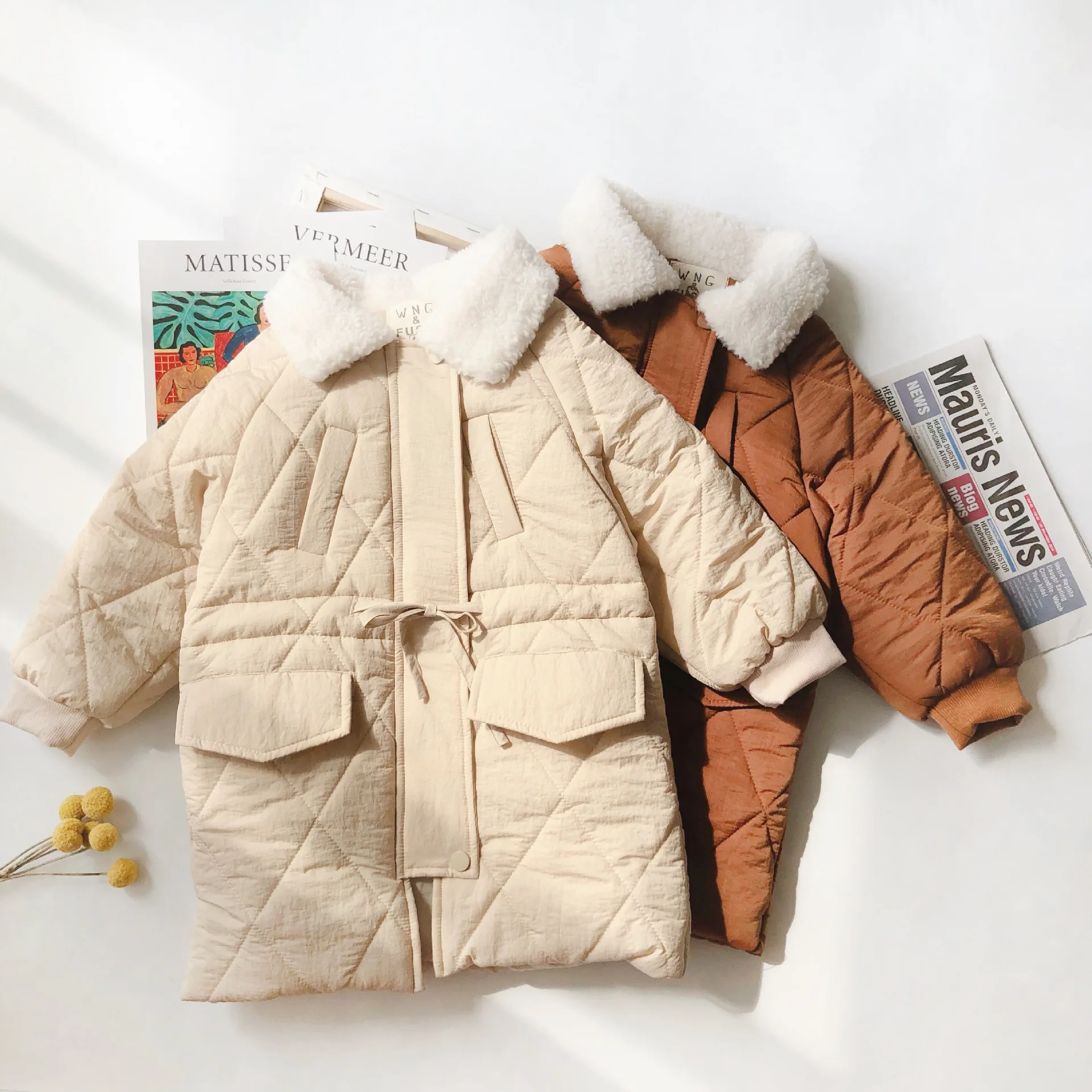 Новое поступление зимняя хлопковая однотонная утепленная длинная куртка в