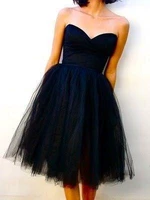 2015 fashion style sweetheart tulle short black party dresses prom gowns custom made size 2 4 6 8 10 12 14 16 18 pa40