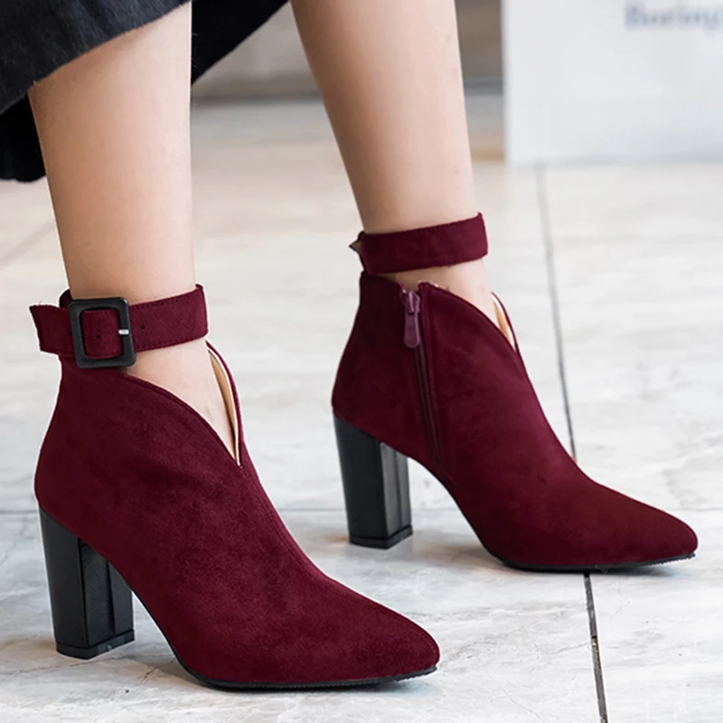 Rimocy/женские ботильоны на квадратном каблуке с пряжкой размера плюс пикантные