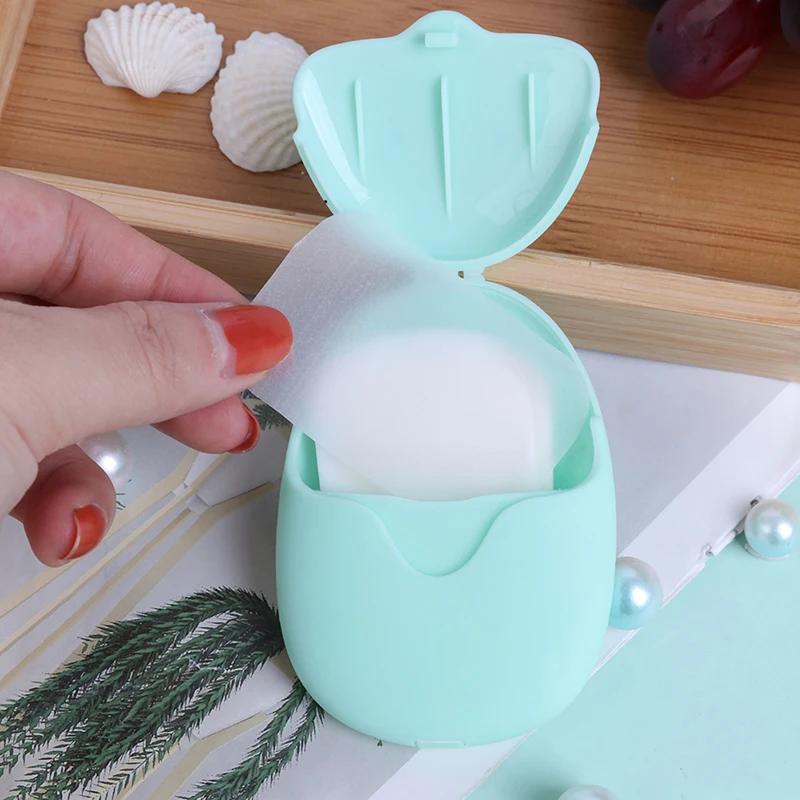 

Hot Sale 50Pcs Disposable Soap Paper Clean Scented Slice Foaming Box Mini Paper Soap For Outdoor Travel Use Make Foaming