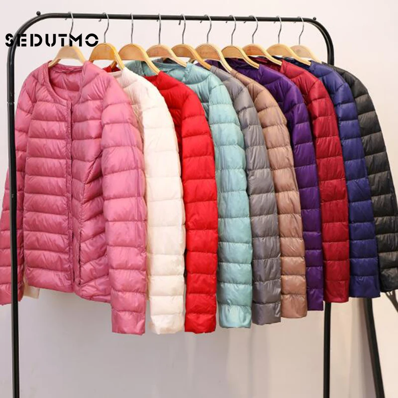 

SEDUTMO Winter Duck Down Jacket Women Slim Ultra Light Thin Coat Autumn Short Casual Puffer Jacket ED1095