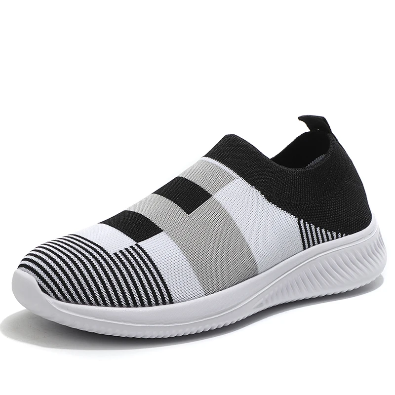 

Casual Shoes Woman Mesh Sneakers 2021 New Spring Knitted Flat Ladies Slip On Female Footwear Tenis Feminino Plus Size 35-43