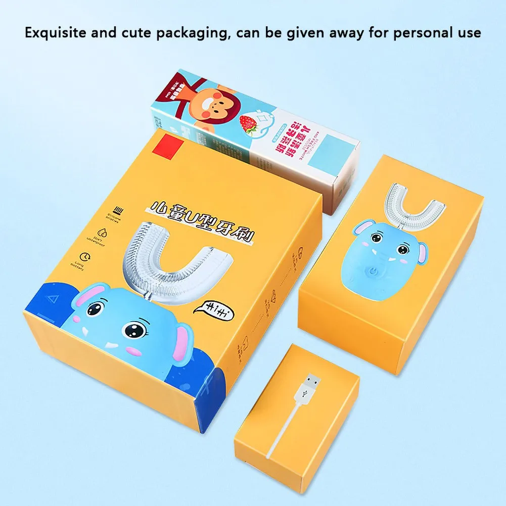 

Children Electric Toothbrush For Kids Smart 360 Degrees Cartoon Pattern U Silicon USB Automatic Ultrasonic Teeth Tooth Brush