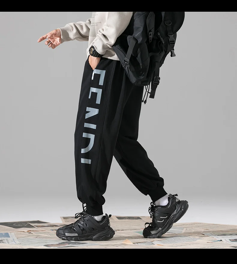 

Ybaby spring and autumn casual pants men's trend loose black pants men's Harajuku fashion jogging pants men