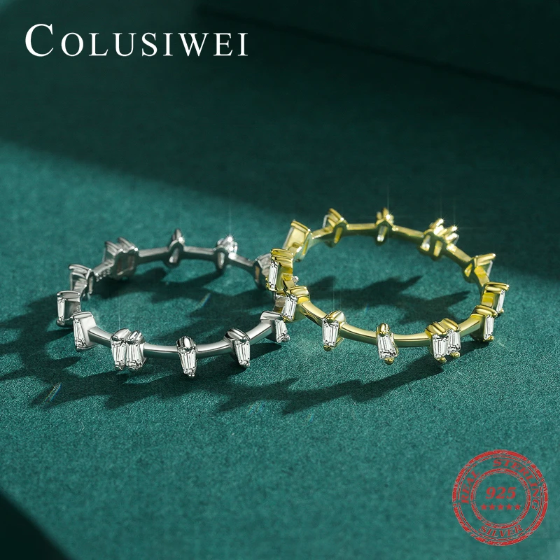 

Colusiwei Shining Irregular Clear CZ Rings 925 Sterling silver Luxury Finger Rings for Women Wedding Statement Fasion Jewelry