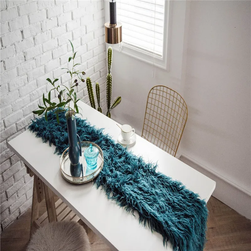 Настольная дорожка из искусственной шерсти с длинными волосами настольный флаг