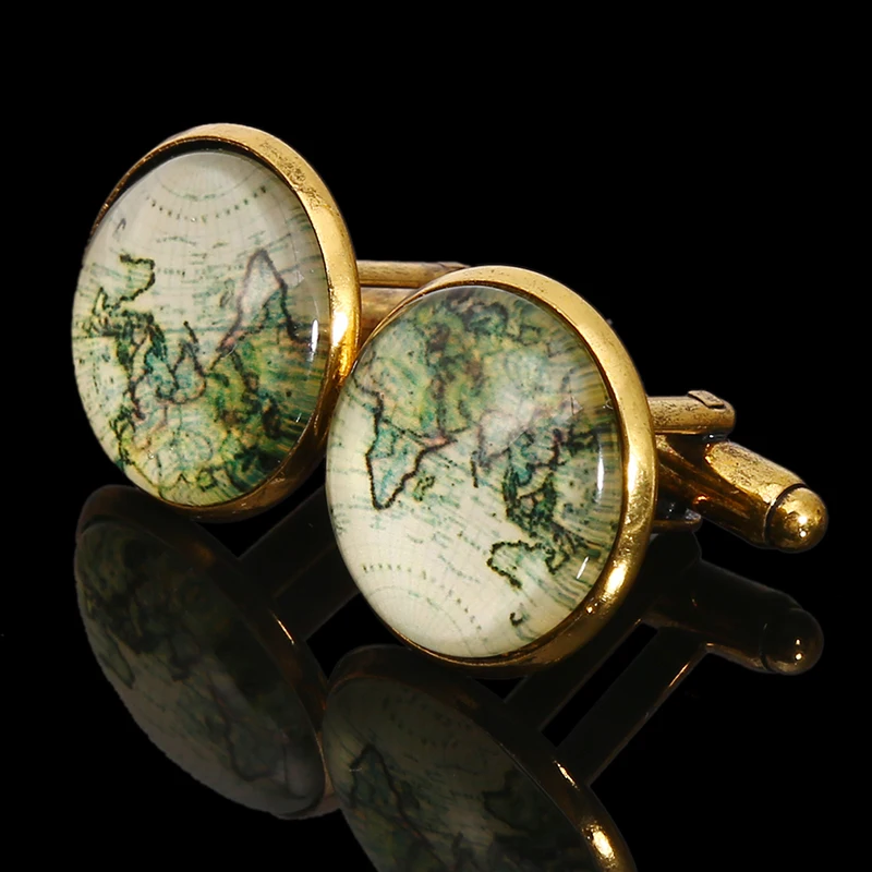 Запонки с изображением земли мира глобус запонки для мужчин на пуговицах Америка