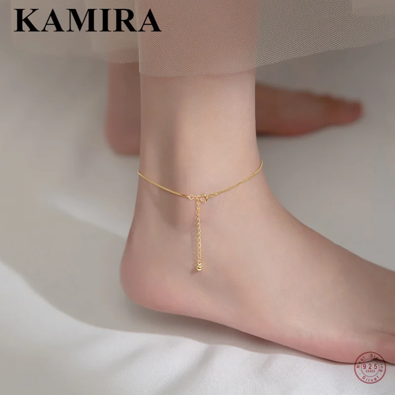 Женский классический браслет на ногу KAMIRA простой винтажный из серебра 925 пробы 2021
