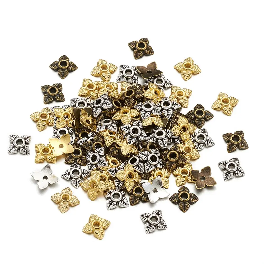 210 шт. разноцветные тибетские Стильные цветочные бусины Концевики для