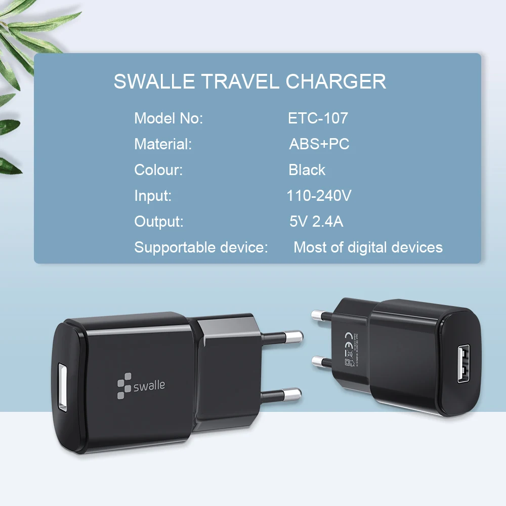 

Swalle 5V 2.4A USB iPhone, Samsung