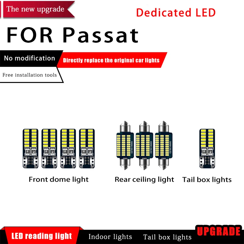 

8 PCs/set New Car Reading Light LED Bulb 39MM T10 Reading Dome Trunk Lamp For VW Volkswagen Passat The New Upgrade Accessories