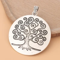 5pcslot tibetan silver large round tree charms pendants for necklace jewelry making accessories