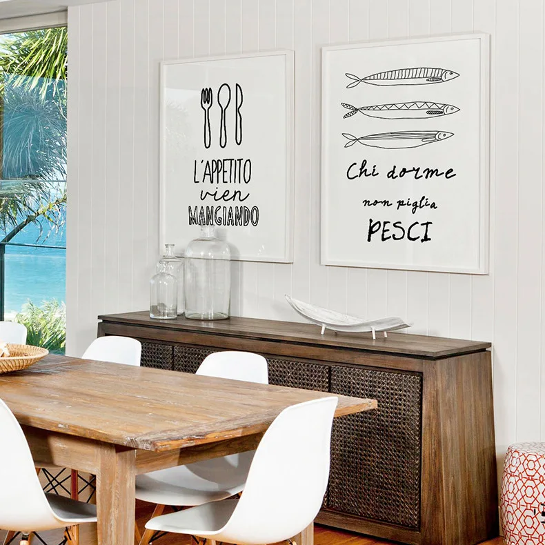 Итальянская цитата столовая посуда настенное искусство холст картина плакаты