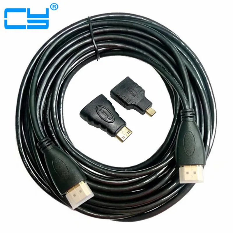 Кабель-преобразователь 3 в 1 с HDMI-совместимым штекером на DVI 24 + к Мини и микро HD